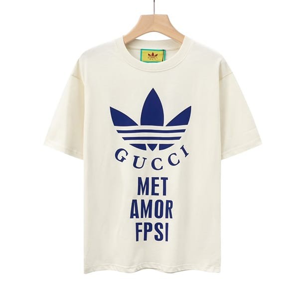 すぐ届グッチ adidasコラボ コットンジャージー Tシャツ フェイク 3色 gup41477